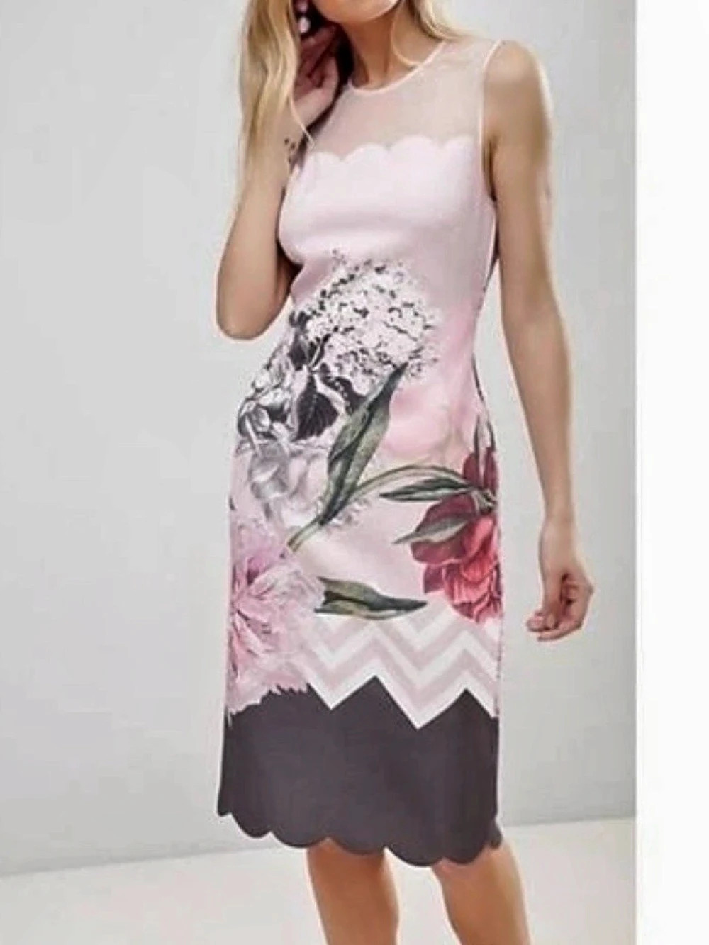 Ted Baker Arionah Palace Gardens Scallop Detail Midi Dress
